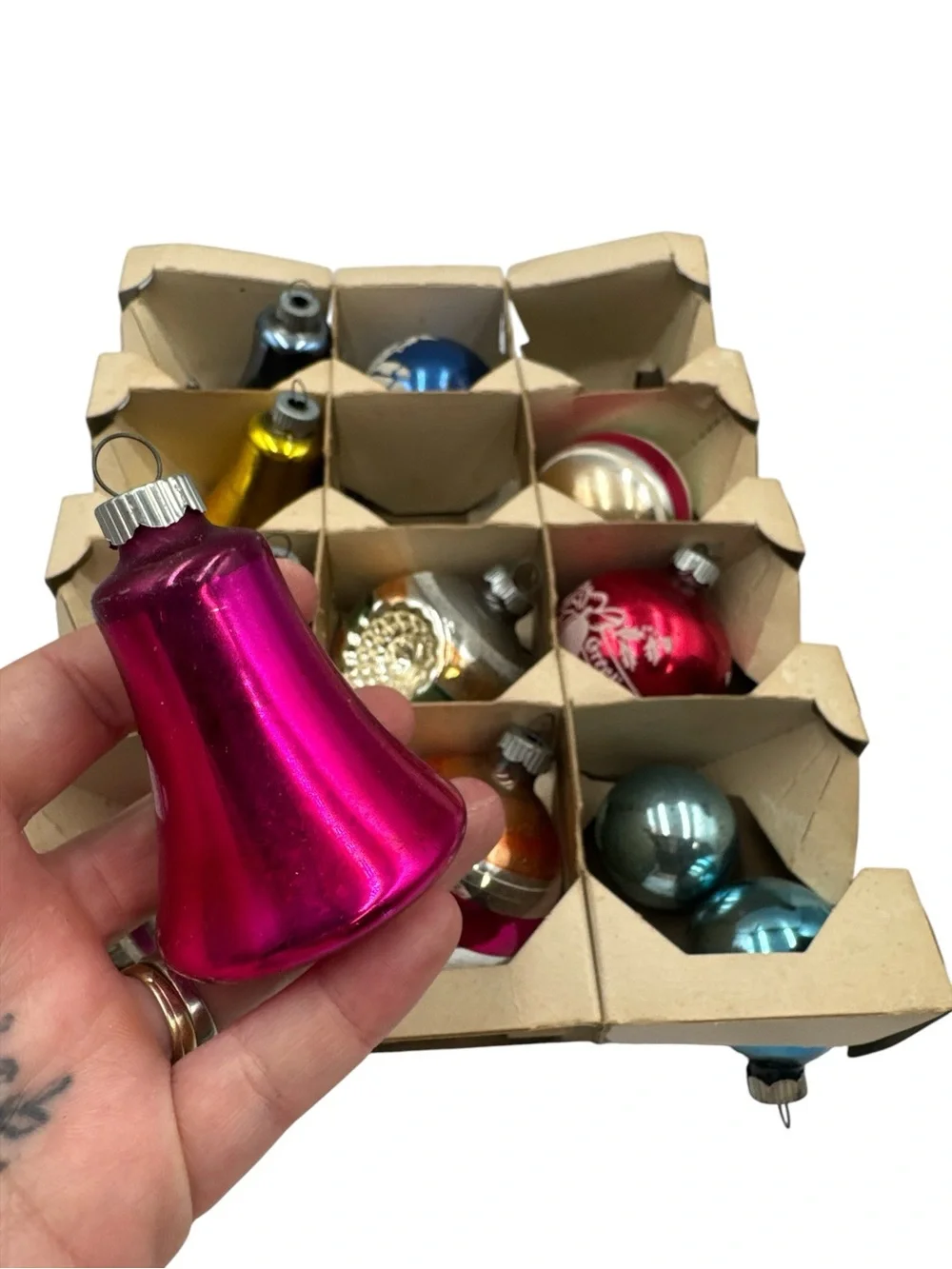 Vintage Shiny Brite Glass Christmas Ornaments Lot 12 Mixed Mercury USA